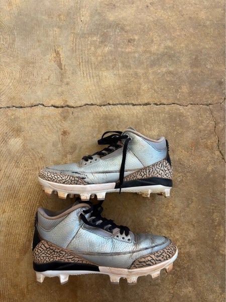 Gray Men's Size M 9.5 (W 10.5) Adult Air Jordan High Top Molded Cleats (Used)