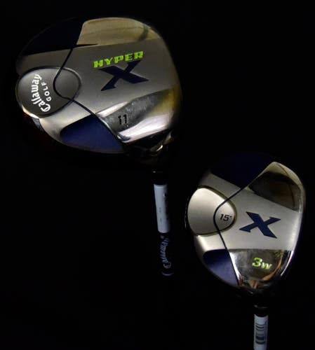 CALLAWAY HYPER X CLUBS SET (2) FLEX: REGULAR LENGTH: D-45 3W-32 IN RH
