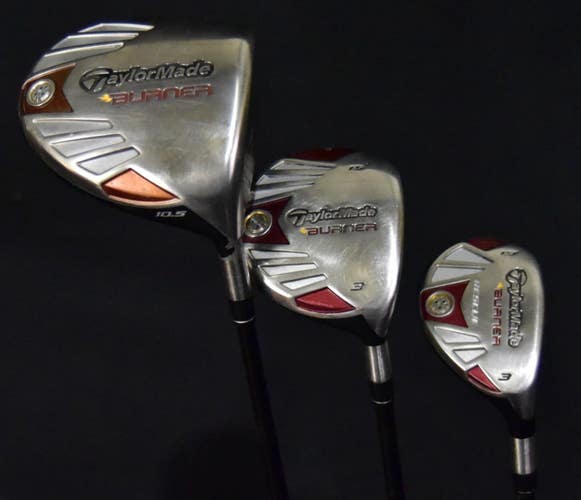 TAYLOR MADE BURNER CLUBS SET(3) FLEX:SENIORS LENGTH:D-46 3W-44 3H-42 RH NEW GRIP