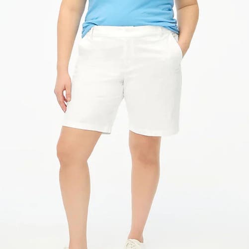 J.Crew 9" Frankie Bermuda Chino Shorts white cotton women's size 14 waist 36"