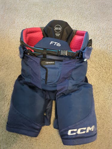 Junior Large CCM Jetspeed FT6 Navy Blue Hockey Pants (Used)