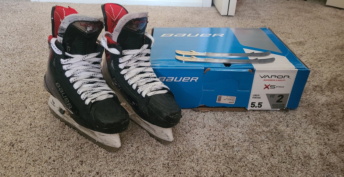 Bauer Vapor X5 Pro Hockey Skates Regular Width Size 5.5 Fit 2 (Used) + Extra Steel
