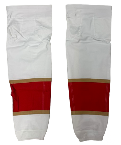 REEBOK CUSTOM HOCKEY SOCKS FLORDIA PANTHERS WHITE PRO STOCK NHL LARGE SIZE NEW (14337)