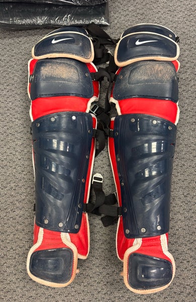 17" Nike Catcher's shin leg guards adult senior sr red white and blue USA