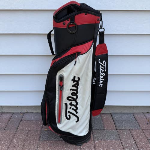 Titleist Cart Golf Bag 7 Way Dividers Black Red White Raincover