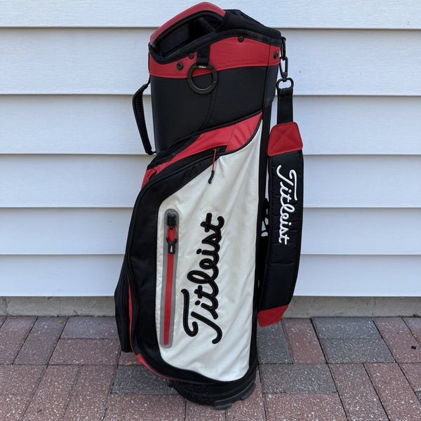 Titleist Cart Golf Bag 7 Way Dividers Black Red White Raincover