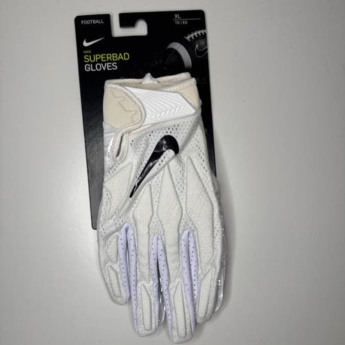 NWT nike NFL Superbad 4.5 White Knit WR/TE Football Gloves PGF873-102 Size XL