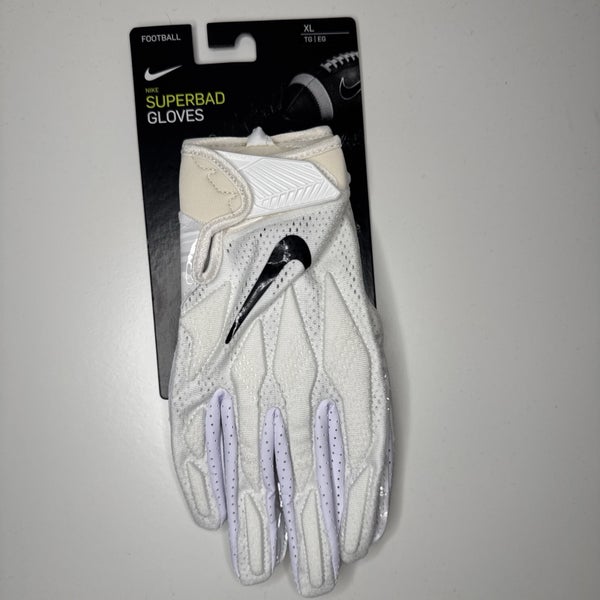 NWT nike NFL Superbad 4.5 White Knit WR/TE Football Gloves PGF873-102 Size XL