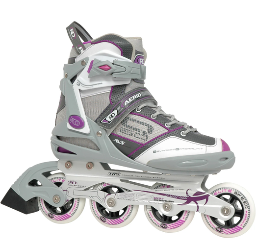Roller Derby Aerio Q-60 Women's Inline Skates - White/Grey/Purple - Size 10 (Light used)