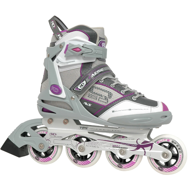 Roller Derby Aerio Q-60 Women's Inline Skates - White/Grey/Purple - Size 10 (Light used)