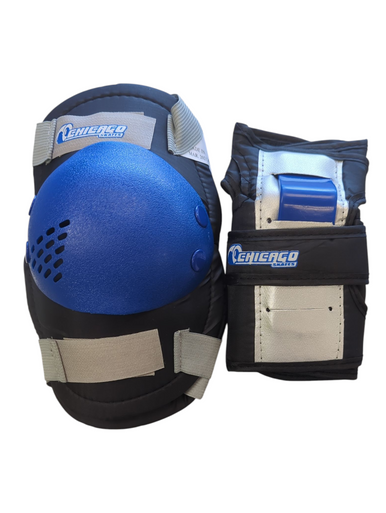 Used Chicago CHICAGO SKATES ELBOW AND KNEE PADS Inline Protective Set Royal Blue SM 11862-S000090793