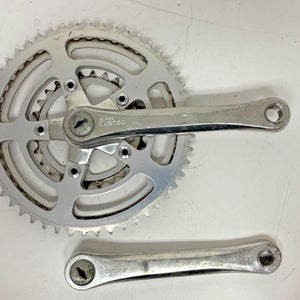 Vintage Sugino AT 170mm 50/45/28 Silver Aluminum Road Triple Crankset +Caps