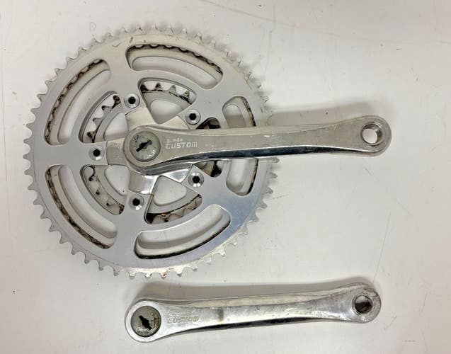 Vintage Sugino AT 170mm 50/45/28 Silver Aluminum Road Triple Crankset +Caps