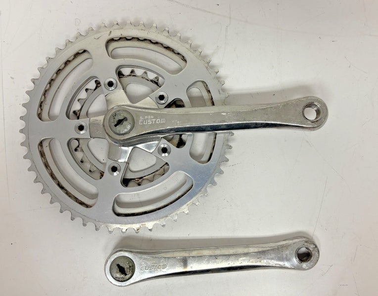 Vintage Sugino AT 170mm 50/45/28 Silver Aluminum Road Triple Crankset +Caps