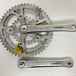 Vintage Shimano FC-B124 170mm 50/44/28 Silver Aluminum Biopace Triple Crankset