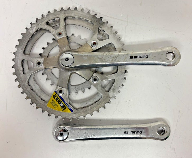 Vintage Shimano FC-B124 170mm 50/44/28 Silver Aluminum Biopace Triple Crankset