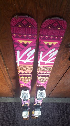 136cm GIRLS K2 Luv Bug Jr. SKIS w/Marker 4.5 Bindings *USED*