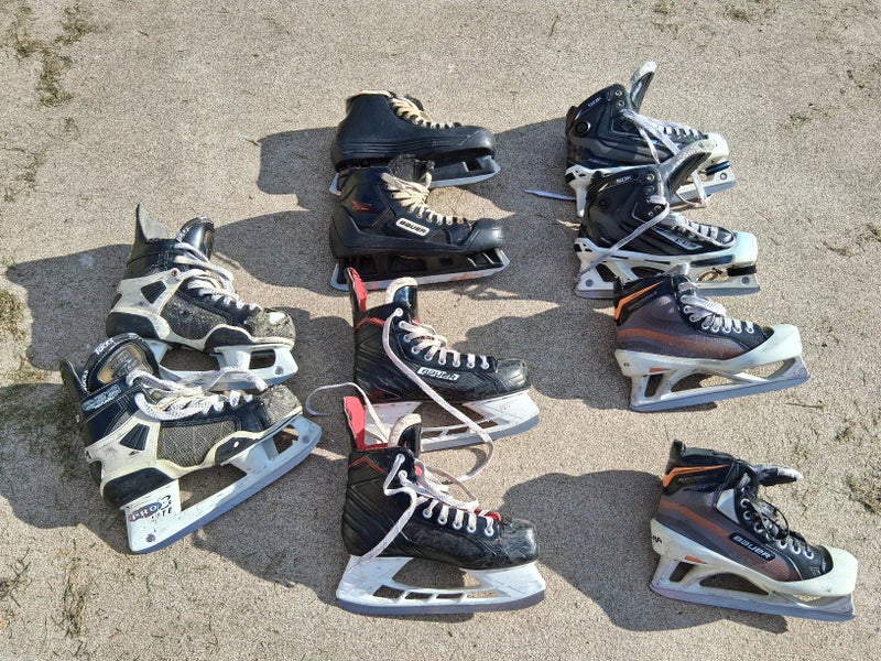 Bundle of 5 misc hockey skate pairs: player and goalie (Used)
