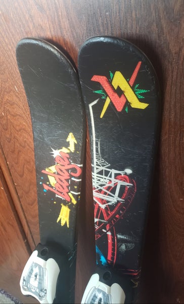 108cm KIDS SKIS VOLKL LEDGE TWIN TIPS with Jr. Marker 4.5 EZ Adjust Bindings *USED* CLEAN