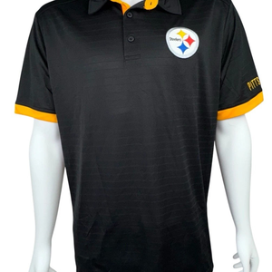 Pittsburgh Steelers NFL Team Apparel Black & Gold Polo Shirt Mens Size X-Large
