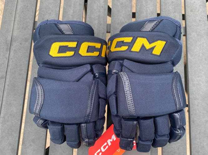 CCM Tacks HG12 Pro Stock 14" Hockey Gloves Navy Blue St Louis Blues 68913