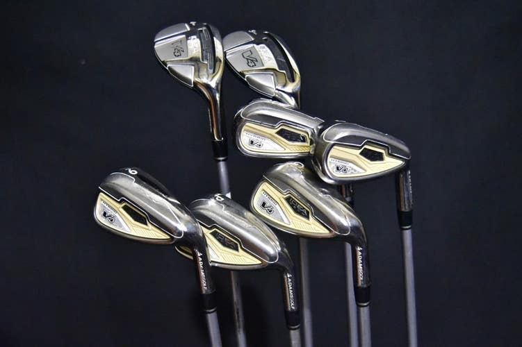 ADAMS GOLF IDEA TECH V4 SET 7-9,P,G IRONS, 4 & 5 HYBRIDS L FLEX, RH, 38.5" (5I)
