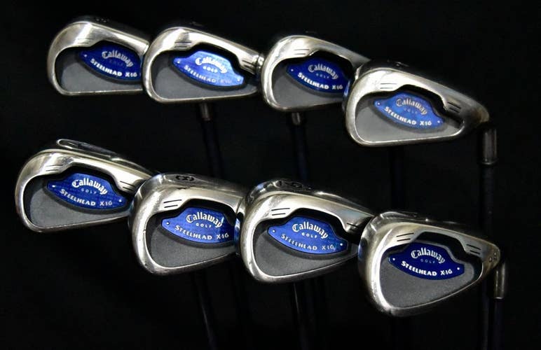 CALLAWAY STEELHEAD X16 IRONS SET 3-9, PW IRONS STIFF FLEX, RH, SHAFT 38" (5I)