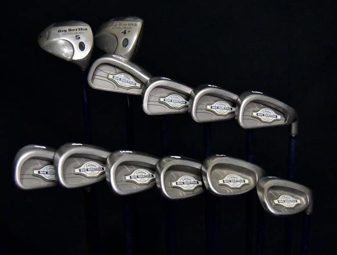 CALLAWAY BIG BERTHA X12 SET 3-9,P,S,L IRONS, 4& 5+ WOOD STIFF FLEX, RH, SHAFT 39