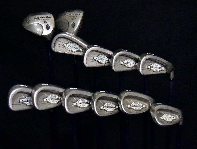 CALLAWAY BIG BERTHA X12 SET 3-9,P,S,L IRONS, 4& 5+ WOOD STIFF FLEX, RH, SHAFT 39