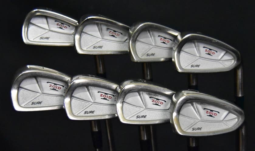 MIZUNO ZOID SURE IRONS SET 3-9, PW IRONS STIFF FLEX, RH, SHAFT 38" (5I)