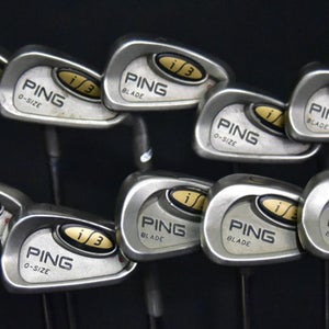 PING O-SIZE I3 IRONS SET 3-9, PW, UW, SW IRONS STIFF FLEX, RH, SHAFT 39" (5I)