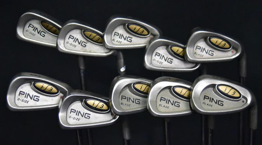 PING O-SIZE I3 IRONS SET 3-9, PW, UW, SW IRONS STIFF FLEX, RH, SHAFT 39" (5I)