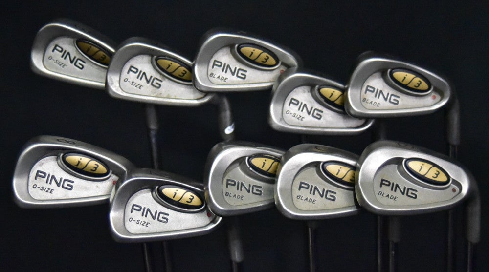 PING O-SIZE I3 IRONS SET 3-9, PW, UW, SW IRONS STIFF FLEX, RH, SHAFT 39" (5I)