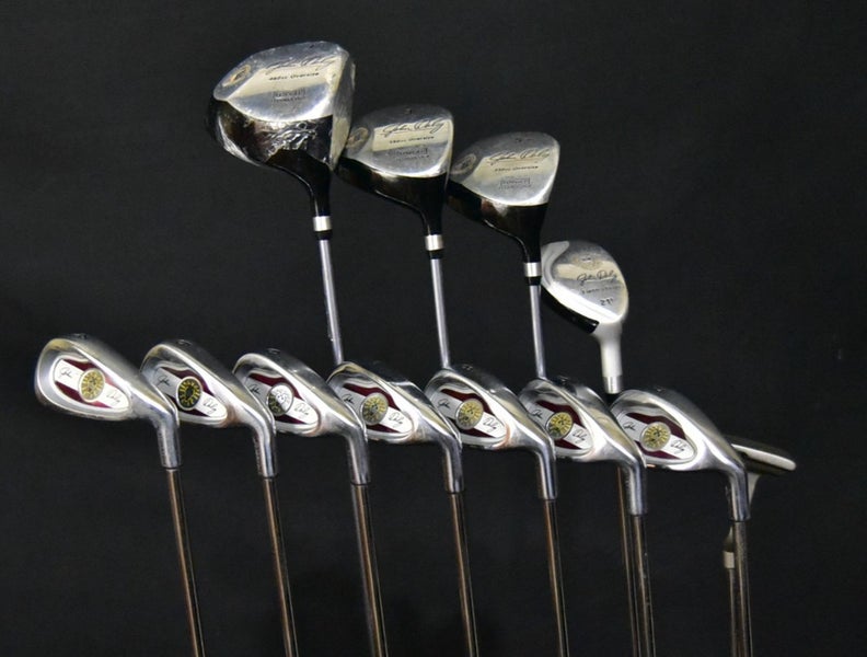 JOHN DALY GOLF SET 4-9,PW IRONS, DRIVER, 3&5 WOODS, 3 HYBRID, PUTTER, NEW GRIPS