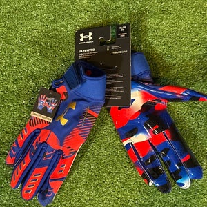 Blue/Red Adult XL Under Armour F9 Nitro Limited Edition USA/Camo Football Gloves (New)