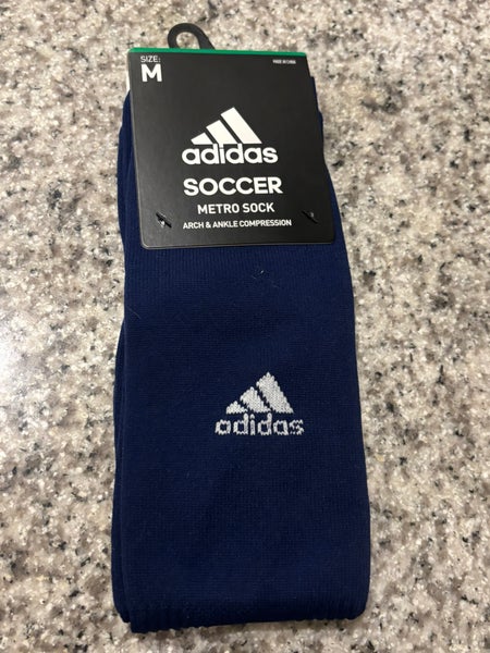 Adidas Soccer Arch & Ankle Compression Athletic Socks Adult Medium Navy White