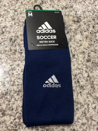 Adidas Soccer Arch & Ankle Compression Socks Adult Medium Navy White