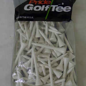 Pride Golf Tees (2.75", White, 100pk) 100% Solid Hardwood NEW