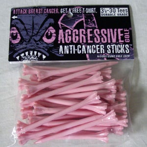 Aggressive Golf Anti-Cancer Sticks Tees (Pink, 3.25", 30 Pack) Golf NEW