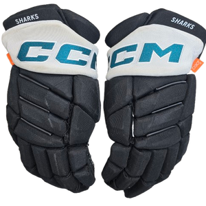 CCM Jetspeed Hockey Gloves 14" Pro Stock San Jose Sharks Used (14422)