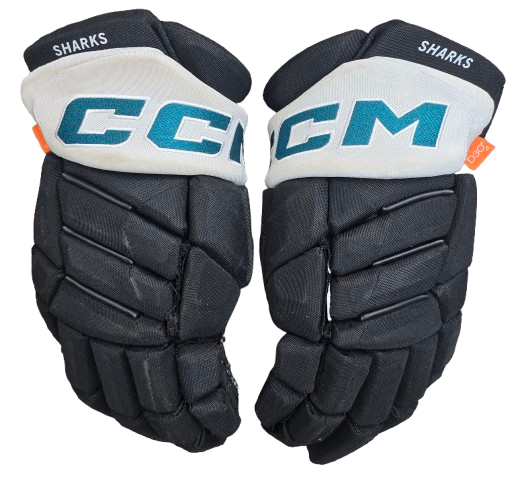 CCM Jetspeed Hockey Gloves 14" Pro Stock San Jose Sharks Used (14422)