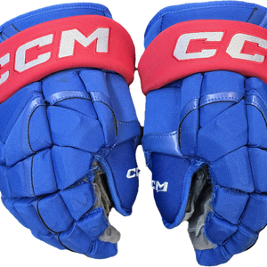 CCM HG12 Pro Stock Custom Hockey Gloves 14" Blue Used (14446)