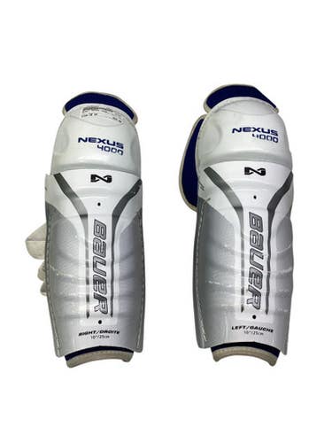 Used Bauer NEXUS 4000 Senior Shin Guards White 10" 11347-S000255259