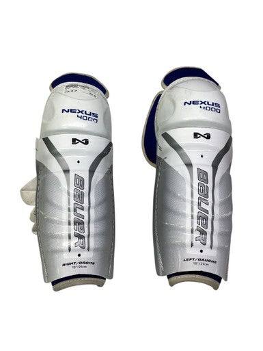 Used Bauer NEXUS 4000 Senior Shin Guards White 10" 11347-S000255259