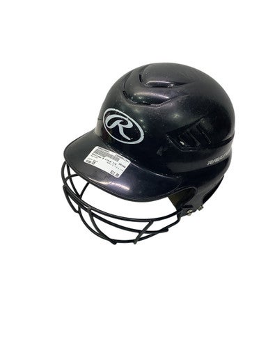 Used Rawlings 6 1/4-6 7/8 Batting Helmet w/Mask Black SM 11347-S000255304