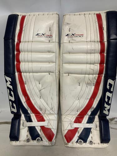 Used CCM EXTREME FLEX 400 26+1 Goalie Leg Pads Junior White/Red/Navy 26" 11823-S000034220