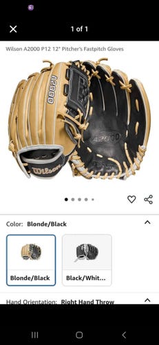 Wilson RH Pitcher's A2000 Softball Glove 12" (New)