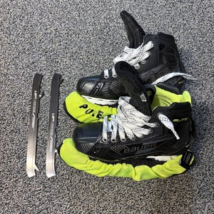 Bauer Elite Hockey Goalie Skates Regular Width Size 2.5 (Used) and extra LS5G blades