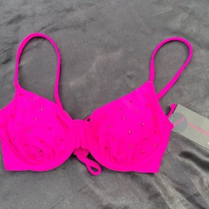 NWT No Boundaries Size Medium Crystals Hot Pink Magenta Fuschia Bikini Top $14.98