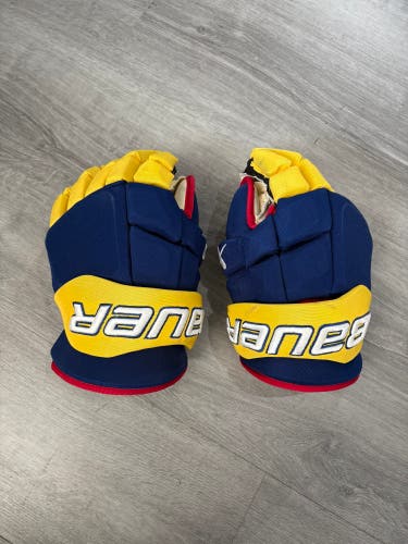 Game Worn Jukurit 13” Bauer Supreme Pro Stock Gloves